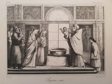 XIXe Gravure Lithographie Ceremonie Religieuse Bapteme Russe GATTI Imp d'Aubert