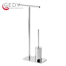 Porte-rouleau papier toilette et porte-brosse WC sur pied FLORIDA GEDY en laiton