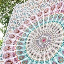 Double tapisserie mandala paon trippy nouveau design suspendu mural indien