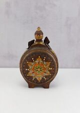 Gourde en bois vintage décoré et peinte à la main, Récipient En Bois Décoré 