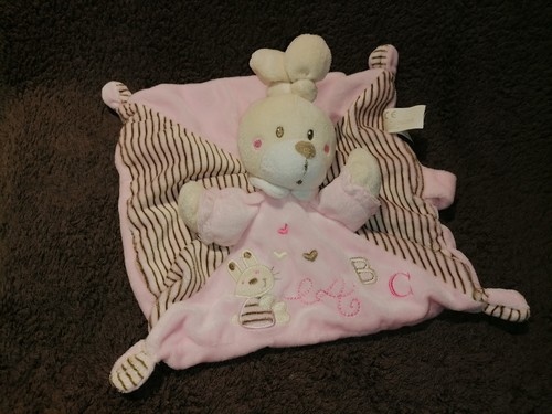Doudou lapin plat - , rose