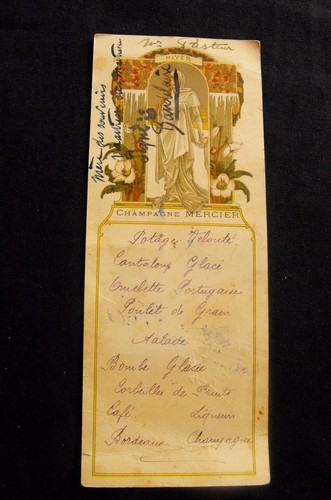 Menu ancien champagne - menu, mercier