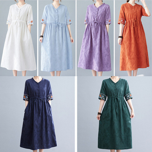 Femme robe ethnique broderie - femme,