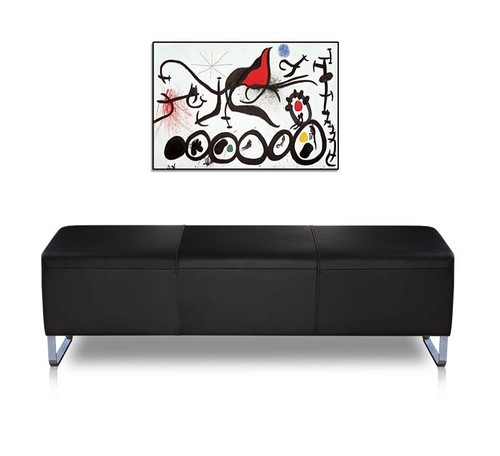 Banc cuir noir sur inox - banc,