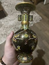Vase Chinois Emaux Cloisonné Dragons Chinese Bronze Ancien Enamel Impérial