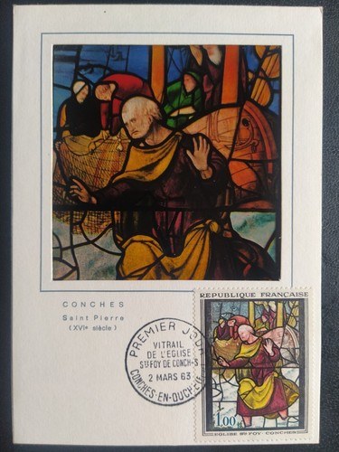 Carte maximum timbre vitrail - carte,