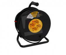 Extension Électrique 50 M Enrouleurs de Câbles 4 Prises Schuko 16A Avec Chevalet