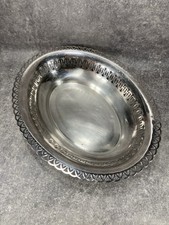 LARGE CORBEILLE À PAIN. Coupe, Plat MÉTAL ARGENTÉ ajouré. Vintage. Service Table
