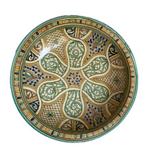 Ancien Grand PLAT Terre Vernissée de la POTERIE de NABEUL (Tunisie)