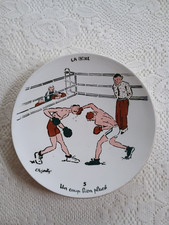 5. COUP BIEN PLACE Assiette LA BOXE F.M. made France illustrateur Charles Genty