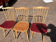 BAUMANN VINTAGE 3 CHAISES  2 de BISTROT-avec galette skaï-DESIGN 50