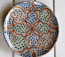 Ancien Assiette Marocain Céramique Décor  peint à la main  Diamètre 25cm