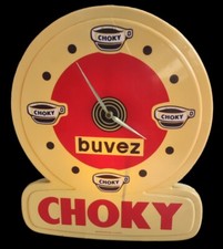 Ancienne Horloge Enseigne Lumineuse Publicitaire Choky/Bar Bistrot Ancien