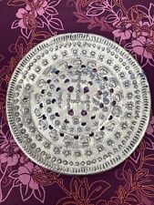 Beau Plateau Eglise 1700 Cuivre Laiton Repoussé Sculpté Aumônier Chaufferette