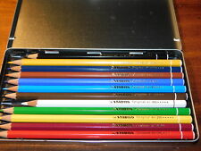 boite STABILO 12 CRAYON de COULEUR 87 coloring PENCILS BOX thin lead 8773-6