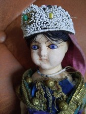 Poupée Ancienne  Intérieur Paille Yeux Sulfure