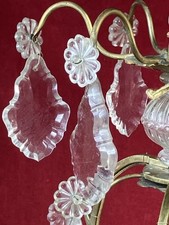 Petit Lustre Cage Style Louis XV Laiton Plaquettes Rosaces Drops Époque XX°