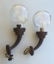 ANCIENNES PAIRE D APPLIQUES  / LAMPE BATEAU  BRONZE VERRE MARINE INDUSTRIEL LOFT
