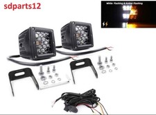 2 Phares de Travail LED Faisceau Combiné Spot Flood + Flash Feux d'Avertissement