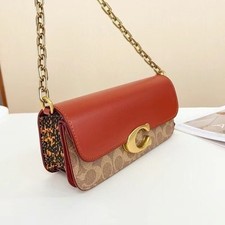 Coach Crossbody Bag – Leather & Snakeskin, Chain Strap, Vintage