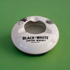 Superbe ancien cendrier black&white scotch whisky en céramique