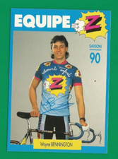 CYCLISME carte cycliste WAYNE BENNINGTON équipe Z 1990  Signée