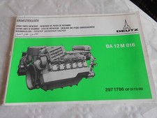 Catalogue pièces détachées moteur Deutz BA 12M 816 297 1786 GF 0172-99 années 70
