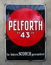 Superbe ancienne plaque émaillée Pelforth 43 bière scotch première Lille Pélican