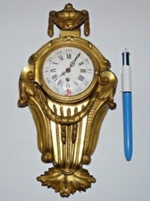 RARE PETIT CARTEL EPOQUE LOUIS XVI BRONZE DORE MOUVEMENT COQ XVIIIe PENDULE