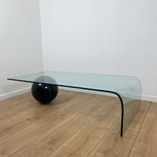 Table basse design verre & sphère marbre noir – Giorgio Cattelan – Italie 1980