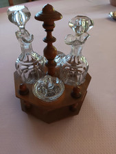 ancien serviteur de table assaisonnement huile, vinaigre, sel et poivre support 