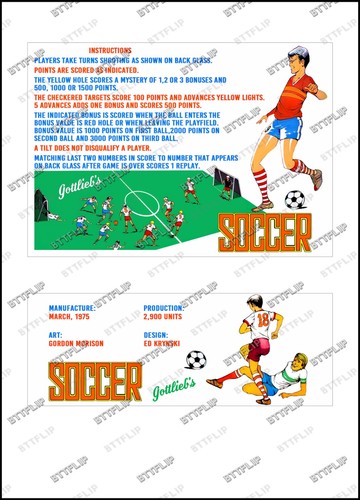 Gottlieb soccer 1975 cartes - gottlieb,