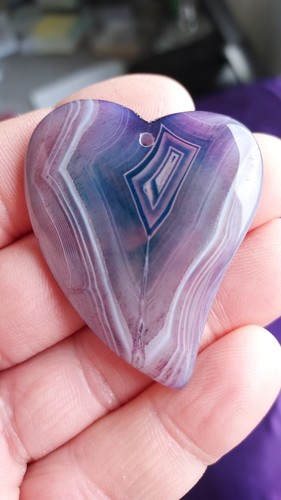 Pendentif coeur agate violet - pendentif,