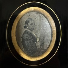 Ambrotype XIXe rehaussé à