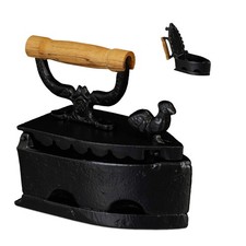 Fer à Repasser décoratif Design Antique poignée en Bois Nostalgie Charbon mét...