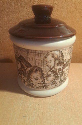 Ancien pot tabac décor - à,