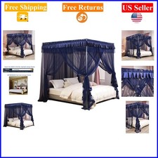 Navy Blue Queen Canopy Bed