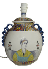 FABIENNE JOUVIN PARIS, XXe SIÈCLE CÉRAMIQUE POT COUVERT - ITALIAN MAJOLICA STYLE