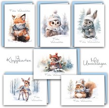 Lot de 12 enveloppes pliantes pour cartes de Noël A6, enveloppes brillantes, Joy