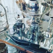 Rare Encrier Double Chrome