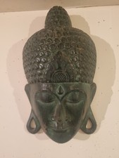 Masque mural de Bouddha Gautama bois sculpté  vintage