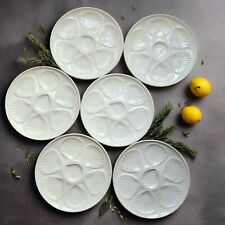 Six White Oyster/Scallop Plates. Seafood Plates. Scallop Shell Shaped Plates.