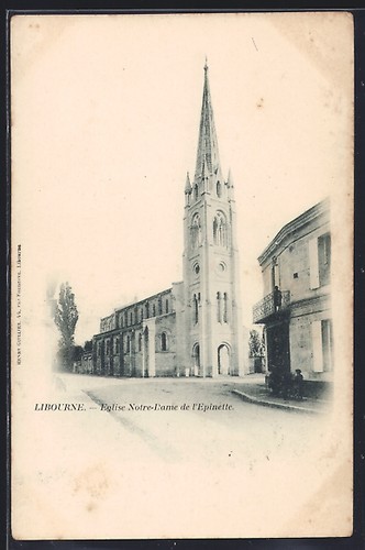Cpa libourne église - cpa, libourne,