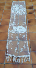 LONG RIDEAU FILET ANCIEN - DÉCOR DE CHAT DORMANT SOUS 1 ARBRE - 50 x 230 cm, N°1