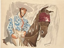 ABADIE LANDEL "LES OBSCURS" AQUARELLE