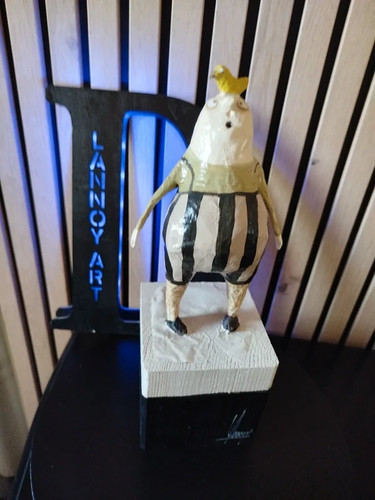 Sculpture papier mâche signé - papier,