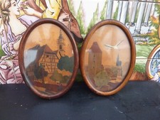 TRÉS BEAUX ET ANCIENS TABLEAUX MARQUETERIE ALSACE SIGNÉ 