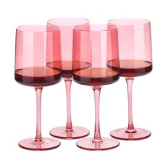 Lot 4x verre à vin verres à pied teinté rose boisson cocktail