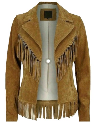 Veste franges cuir - à, en