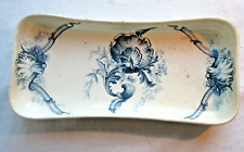 Ravier de toilette rectangulaire bleu: Oiseaux et Coquillages, Choisy le Roi